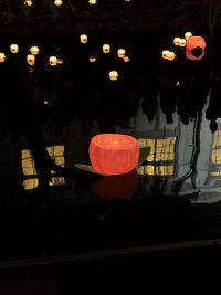 美観地区：倉敷川の桃キャンドル（2025年）